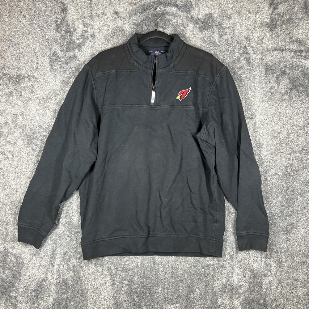 Vineyard Vines Sweatshirt Mens L Black 1/4 Zip Lined Heavyweight Football